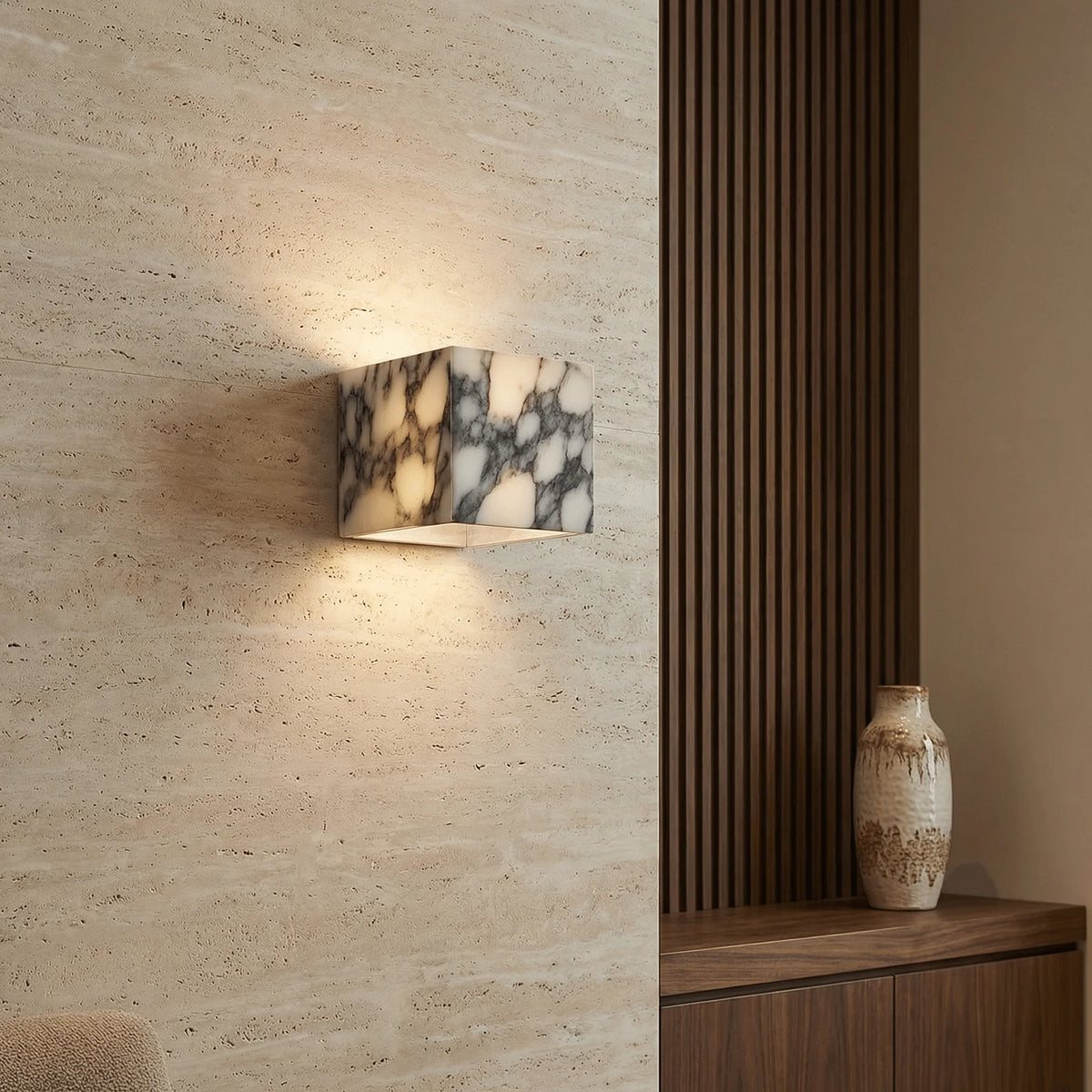 Applique murale LED en marbre naturel