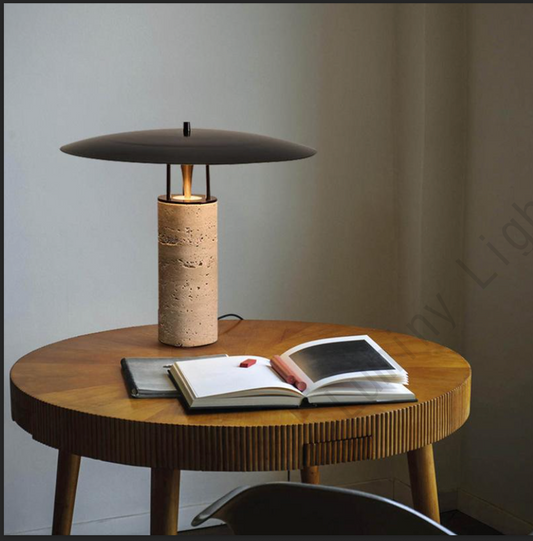 Lampe à poser en Travertin et Metal