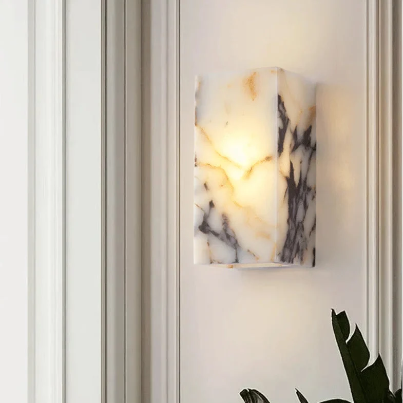 Applique murale LED rectangulaire en marbre naturel