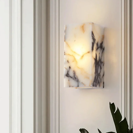 Applique murale LED rectangulaire en marbre naturel
