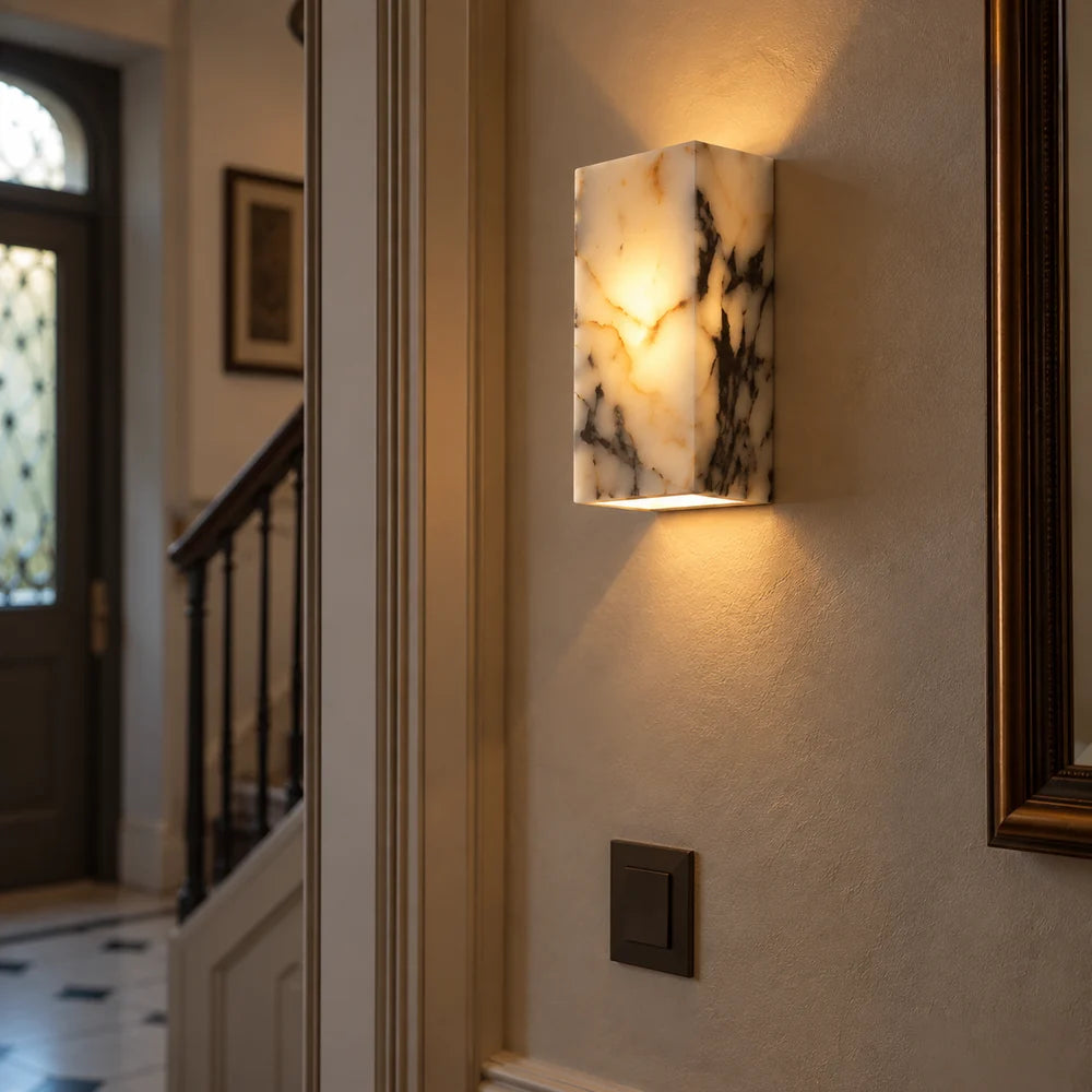 Applique murale LED rectangulaire en marbre naturel