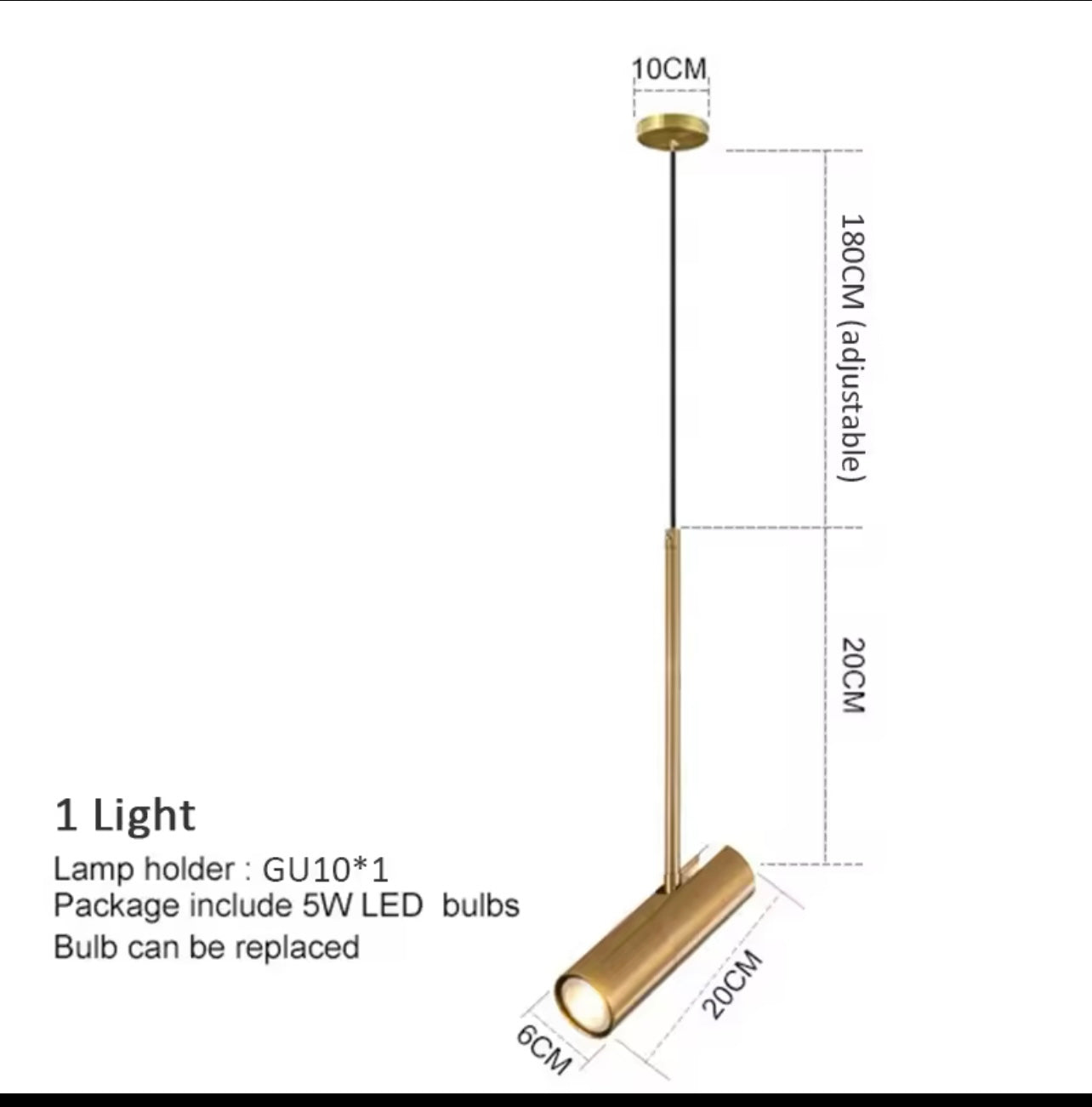 Suspension projecteur bronze dorée GU10